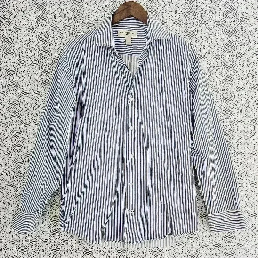 Banana Republic striped button down men's dress shirt M
